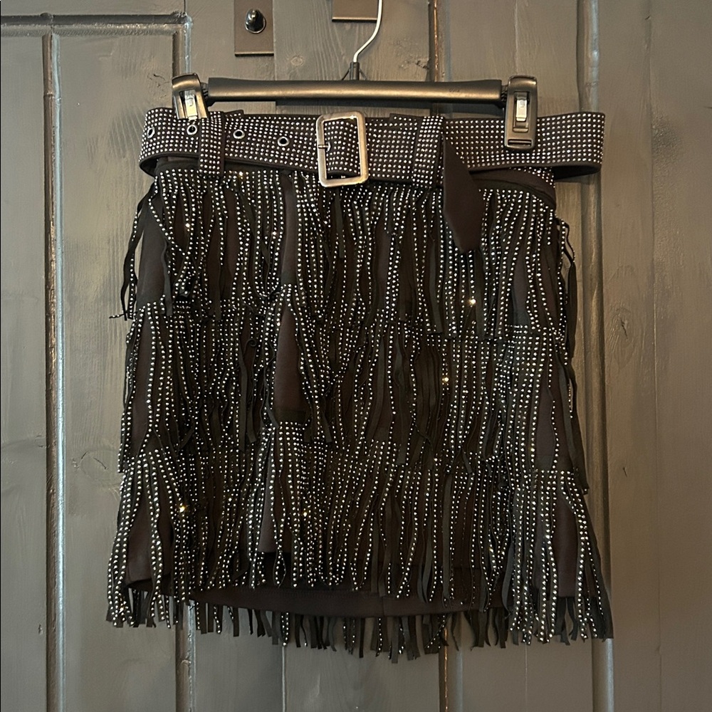 NWT. Black rhinestone mini skirt.